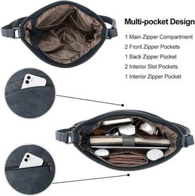 img 2 attached to Винтажная кожаная сумка через плечо с тройными карманами - идеально подходит для путешествий и повседневного использования