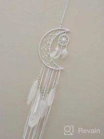 img 5 attached to Handmade White Feather Dream Catcher Wall Hanging Home Decor - Dremisland New Moon Design Gift (White Moon)