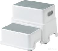 🪜 victostar kids' 2 step stool - non-slip, durable toddler two step stool for potty training, bathroom, kitchen (grey-white) logo