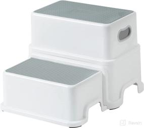 img 4 attached to 🪜 Victostar Kids' 2 Step Stool - Non-Slip, Durable Toddler Two Step Stool for Potty Training, Bathroom, Kitchen (Grey-White)