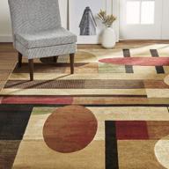 modern abstract area rug by home dynamix tribeca in brown and green colors, 39"x55 logo