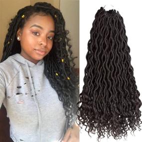 img 4 attached to Karida 6Pcs/Lot Curly Goddess Faux Locs Crochet Hair Deep Wave Braiding Hair With Curly Ends Crochet Goddess Locs Synthetic Braids Hair Extensions (18Inch, 1B#)