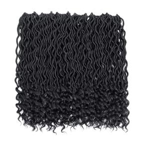 img 3 attached to Karida 6Pcs/Lot Curly Goddess Faux Locs Crochet Hair Deep Wave Braiding Hair With Curly Ends Crochet Goddess Locs Synthetic Braids Hair Extensions (18Inch, 1B#)