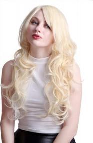 img 4 attached to Wavy Curly Blonde Wig With Bangs For Women'S Cosplay - HDE