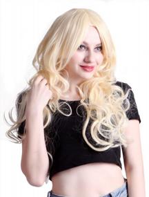 img 2 attached to Wavy Curly Blonde Wig With Bangs For Women'S Cosplay - HDE