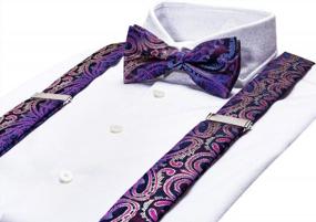 img 1 attached to 👔 Dubulle Paisley Elastic Suspender Bowtie
