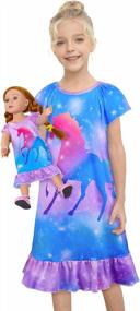 img 4 attached to Дайте волю волшебству: подходящие ночные рубашки с единорогом для девочек и кукол от MHJY