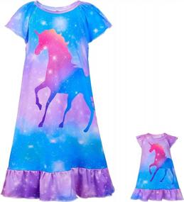 img 3 attached to Дайте волю волшебству: подходящие ночные рубашки с единорогом для девочек и кукол от MHJY