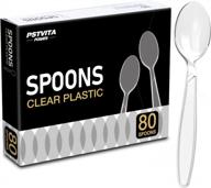 plastic spoons disposable, clear heavy duty party supply, pack of 80 logo