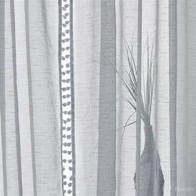 img 1 attached to 🏠 Enhance Your Living Room with 95-inch Grey Sheer Window Curtains - 2Pack, Perfect Pom-Pom Canopy for Children's Bedroom - Featuring Convenient Rod Pocket