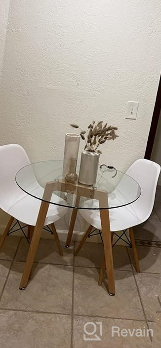 img 1 attached to Ivinta 31.5" Round Glass Dining Table, Modern Leisure Wood Legs Kitchen Living Room Accent Small Tea Table For 2, Space Saving review by Ryan Hoover