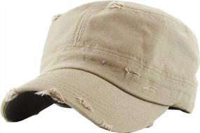 img 3 attached to Vintage Distressed Military Cadet Cap - Adjustable Army Hat By Funky Junque