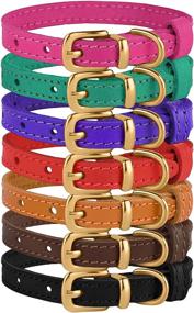 img 1 attached to 🐱 BRONZEDOG Leather Cat Collar: Buckle Adjustable Small Pet Collars for Kittens - Black, Brown, Pink, Purple, Red, Turquoise