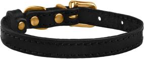 img 2 attached to 🐱 BRONZEDOG Leather Cat Collar: Buckle Adjustable Small Pet Collars for Kittens - Black, Brown, Pink, Purple, Red, Turquoise