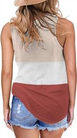 img 1 attached to Womens Waffle Knit Tank Tops: Trendy Solid & Color Block Crew Neck Tunics From TODOLOR