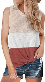 img 2 attached to Womens Waffle Knit Tank Tops: Trendy Solid & Color Block Crew Neck Tunics From TODOLOR