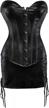 women's punk rock faux leather corset bustier basque with buckle-up and g-string 1 logo