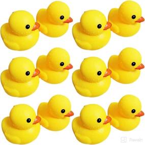 img 4 attached to 12 PCS Yellow Rubber Ducks: Fun Floating Bath Toys for Toddlers, Kids, Boys, Girls – Squeak & Float in Baby Showers & Pools