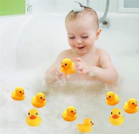 img 3 attached to 12 PCS Yellow Rubber Ducks: Fun Floating Bath Toys for Toddlers, Kids, Boys, Girls – Squeak & Float in Baby Showers & Pools