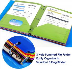 img 3 attached to KTRIO File Folders: 6 Pack Assorted Colors, 3 Hole Punch Binder Folder With Pockets For School