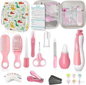 img 4 attached to 💗 Complete 30-in-1 Baby Healthcare and Grooming Kit with Electric Nail Trimmer, Medicine Dispenser, Haircut Tools, and more (Pink) - Essential Newborn Nursery Care Set