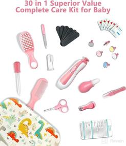 img 3 attached to 💗 Complete 30-in-1 Baby Healthcare and Grooming Kit with Electric Nail Trimmer, Medicine Dispenser, Haircut Tools, and more (Pink) - Essential Newborn Nursery Care Set