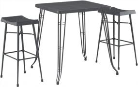 img 1 attached to Stylish And Functional Boraam Carson Gray 3-Piece Pub Set