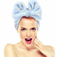 adjustable elastic hair band for girls - hairizone cosmetics headband for shower, spa, and face washing with bowknot design (blue) логотип