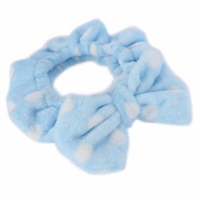 img 2 attached to Adjustable Elastic Hair Band For Girls - Hairizone Cosmetics Headband For Shower, Spa, And Face Washing With Bowknot Design (Blue)
