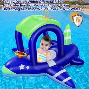 img 2 attached to Inflatable Baby Pool Float With Canopy: Airplane Shaped Swimming Rings For Toddlers 6-36 Months - Summer Beach Outdoor Fun!