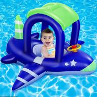 надувной поплавок для детского бассейна с навесом: плавательные кольца в форме самолета для малышей 6-36 месяцев - летнее пляжное развлечение на открытом воздухе! логотип