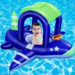 inflatable baby pool float with canopy: airplane shaped swimming rings for toddlers 6-36 months - summer beach outdoor fun! logo
