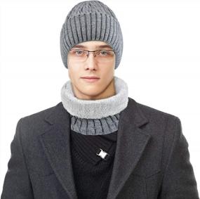 img 3 attached to Warm Up Your Winter With BROTOU Beanie Hat And Scarf Set - Fleece Liner And Thick Knit For Ultimate Comfort And Style!