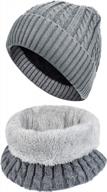 warm up your winter with brotou beanie hat and scarf set - fleece liner and thick knit for ultimate comfort and style! logo