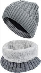 img 4 attached to Warm Up Your Winter With BROTOU Beanie Hat And Scarf Set - Fleece Liner And Thick Knit For Ultimate Comfort And Style!