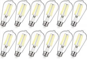img 4 attached to Maxvolador 6W Vintage LED Edison Bulbs - 12 Pack Of Dimmable, 800Lumen, 5000K Daylight White Filament Bulbs With CRI 85+ And E26 Base