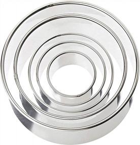 img 2 attached to 5Pcs Stainless Steel Round Cookie Cutter Set - Circle Biscuit Molds Fondant Cake Cutters Pastry Heavy Duty Ring Mold (4, 3.6, 3.2, 2.8 & 2.4In)