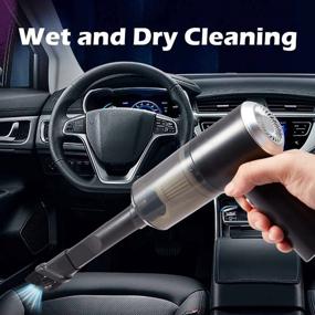 img 2 attached to 🚗 Mini Handheld Car Vacuum Cleaner - USB Rechargeable Wireless High Power 120w/6000pa with LED Light - Auto Accessories Kit for Wet and Dry Cleaning - Interior Detailing, Home, Office, Car - Black