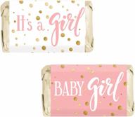 45 pink and gold 'it's a girl' mini candy bar wrappers for baby shower stickers logo