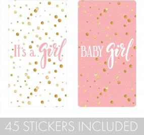 img 2 attached to 45 Pink And Gold 'It'S A Girl' Mini Candy Bar Wrappers For Baby Shower Stickers