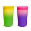 color-changing sippy cups for toddlers – 2-pack munchkin miracle 360 cups in pink and yellow, 9 oz each logo