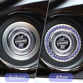 img 1 attached to Frienda Bling Car Crystal Rhinestone Ring Emblem Sticker Push Start Button Bling Ignition Ring Sticker Bling Car Interior Accessory Decoration For Women (Dark Blue)