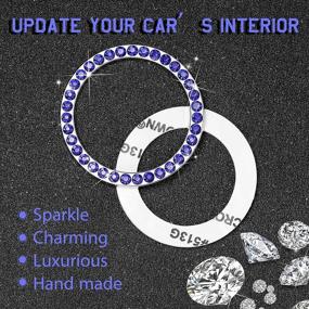 img 2 attached to Frienda Bling Car Crystal Rhinestone Ring Emblem Sticker Push Start Button Bling Ignition Ring Sticker Bling Car Interior Accessory Decoration For Women (Dark Blue)