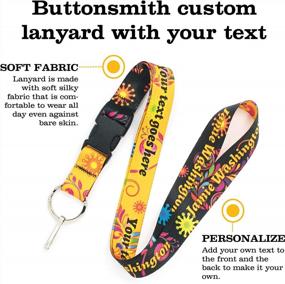 img 3 attached to Customizable Bright Floral Lanyard By Buttonsmith - Add Your Own Text - Includes Buckle And Flat Ring - Made In The USA