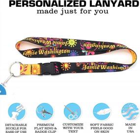img 1 attached to Customizable Bright Floral Lanyard By Buttonsmith - Add Your Own Text - Includes Buckle And Flat Ring - Made In The USA