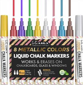 img 4 attached to Create Stunning Chalkboard Art With Kassa Metallics 8-Pack Liquid Chalk Markers In 8 Metallic Colors - Non-Toxic, Washable And Reversible Dual Tip