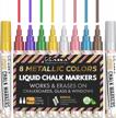 create stunning chalkboard art with kassa metallics 8-pack liquid chalk markers in 8 metallic colors - non-toxic, washable and reversible dual tip logo