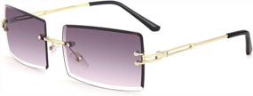 img 4 attached to Vintage Rimless Rectangle Sunglasses - FEISEDY B2642 Candy Color Glasses For Women & Men