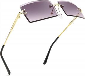 img 1 attached to Vintage Rimless Rectangle Sunglasses - FEISEDY B2642 Candy Color Glasses For Women & Men