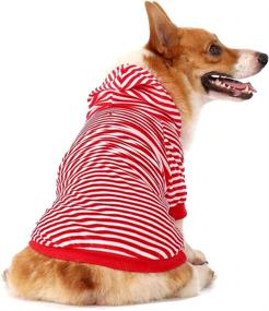 img 3 attached to 🐶 Striped Red Dog Hoodie Sweatshirt Pet Clothes with Hat - Size L